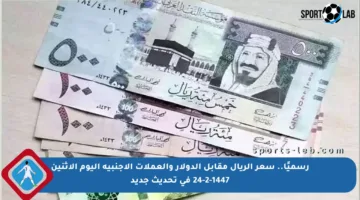 رسميًا.. سعر الريال مقابل الدولار والعملات الأجنبية اليوم الاثنين 24-2-1447 في تحديث جديد